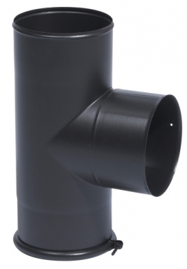 Té avec tampon émaillé rigide noir mat - ø 125 mm ​. disponible abidjan cote d'ivoire.