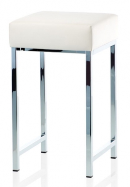 Tabouret cuir - dw64 - l 30 cm - chromé/blanc. disponible abidjan cote d'ivoire.