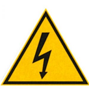 Triangle "danger électrique" dessin noir fond jaune, côté 100 mm. disponible abidjan cote d'ivoire.