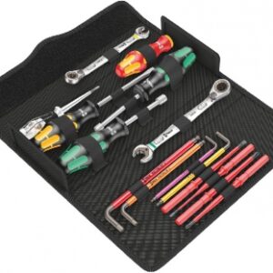 Trousse kraftform kompakt sh 2 sanitaire/chauffage - 15 pièces : 2 clés mixtes à cliquet joker switch, manche vde et 4 lames extra slim isolées 1000v, testeur de phase, 4 clés mâles coudées hex-plus profil,. disponible abidjan cote d'ivoire.