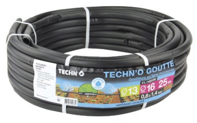 Tuyau goutteurs en ligne noir techn'o goutte diamètre 13x16 mm - goutteurs 2 l/h - 25 m. disponible abidjan cote d'ivoire.