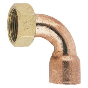 Union 2 pièces cuivre coudée écrou prisonnier laiton - écrou f 20x27, cuivre 14/16. disponible abidjan cote d'ivoire.