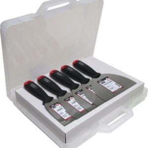 Valisette couteaux plaquiste lames inox manche polypropylène : 5 lames 6, 8, 10, 12 et 15 cm. disponible abidjan cote d'ivoire.