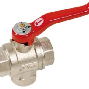 Vanne à sphère 3 voies ff laiton - lumière en t - passage réduit - filetage 15x21. disponible abidjan cote d'ivoire.