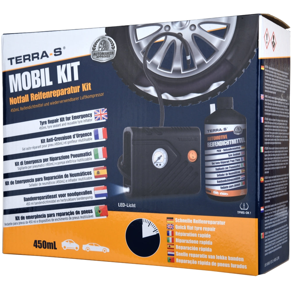 Mobil kit anti-crevaison compresseur + bouteille souple 450ml terra s – Image 3