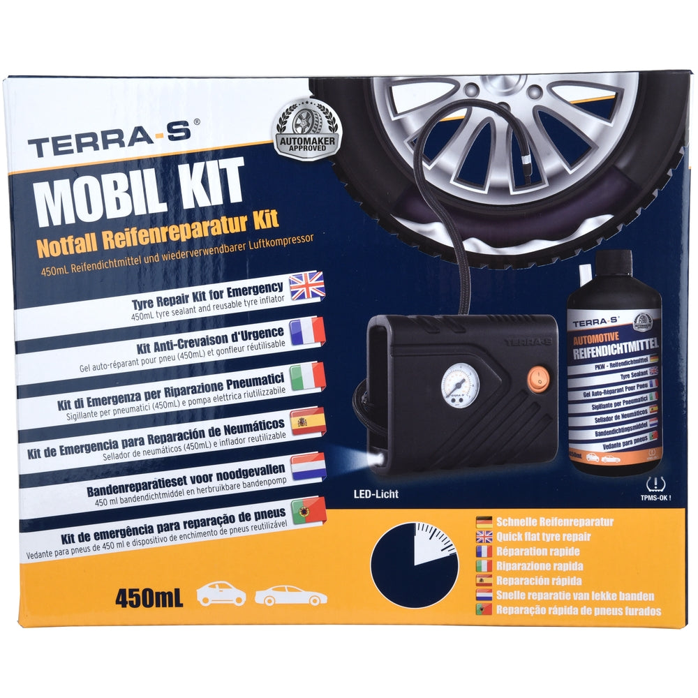 Mobil kit anti-crevaison compresseur + bouteille souple 450ml terra s – Image 4