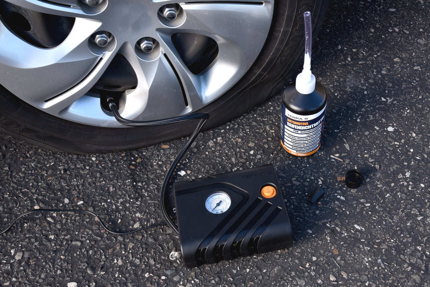 Mobil kit anti-crevaison compresseur + bouteille souple 450ml terra s – Image 7